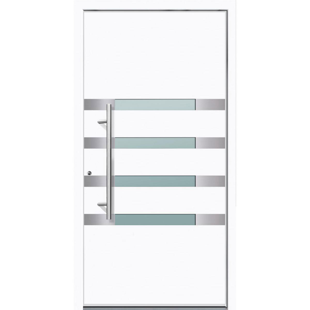 Aluminium Sicherheits-Haustür Brescia Superior 60 mm weiß 110 x 210 cm Anschlag links inkl Griffset | Innen: weiß, Außen: weiß | 110x210 | links | 224905