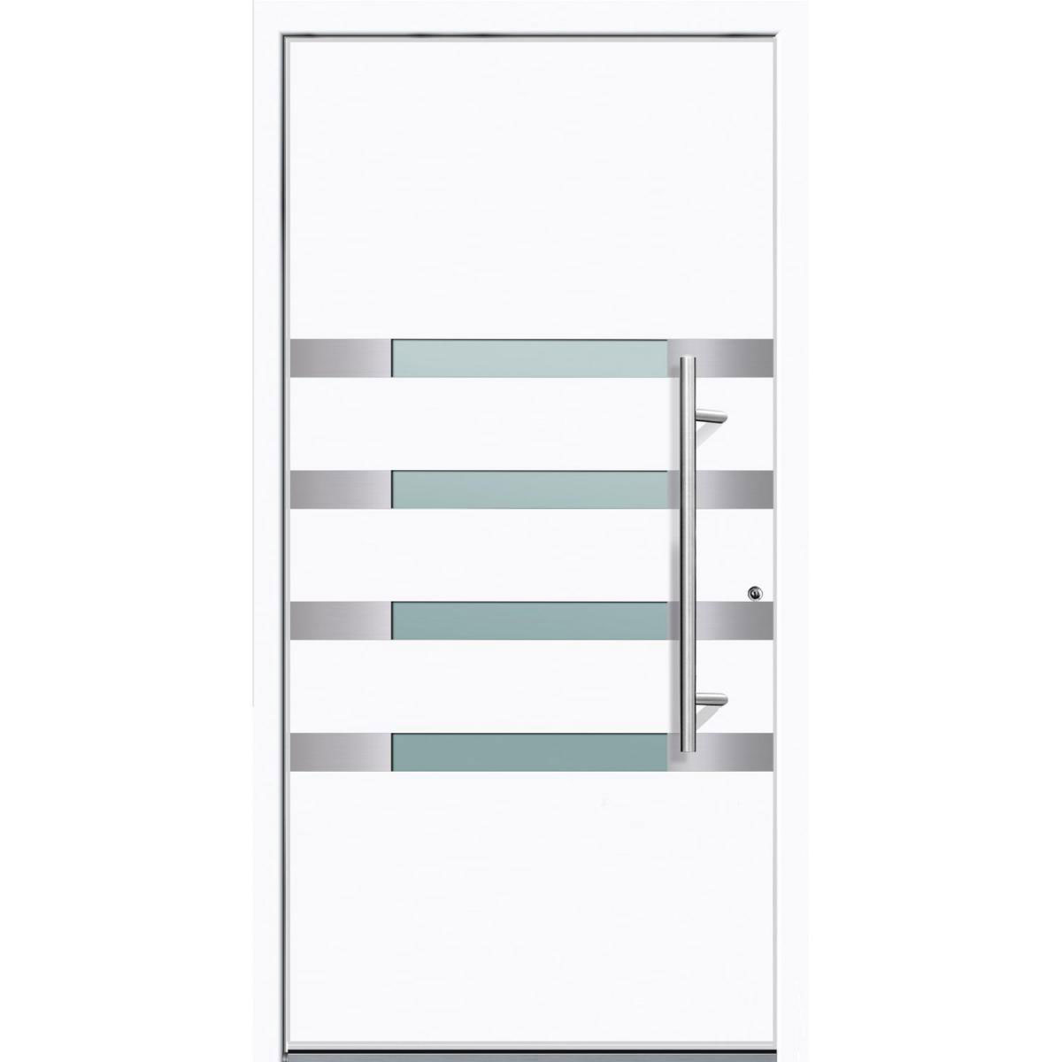 Aluminium Sicherheits-Haustür Brescia Superior 60 mm weiß 110 x 210 cm Anschlag rechts inkl Griffset | Innen: weiß, Außen: weiß | 110x210 | rechts | 224906
