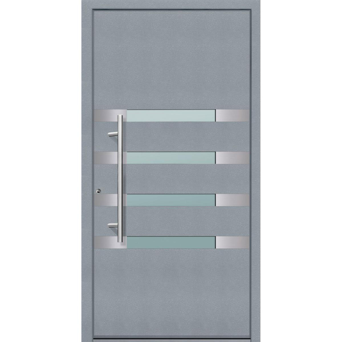 Aluminium Sicherheits-Haustür Brescia Superior 60 mm grau 110 x 210 cm Anschlag links inkl Griffset | Innen: weiß, Außen: grau | 110x210 | links | 224907