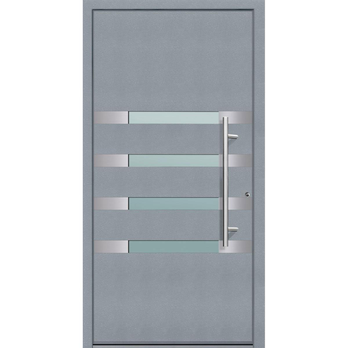 Aluminium Sicherheits-Haustür Brescia Superior 60 mm grau 110 x 210 cm Anschlag rechts inkl Griffset | Innen: weiß, Außen: grau | 110x210 | rechts | 224908
