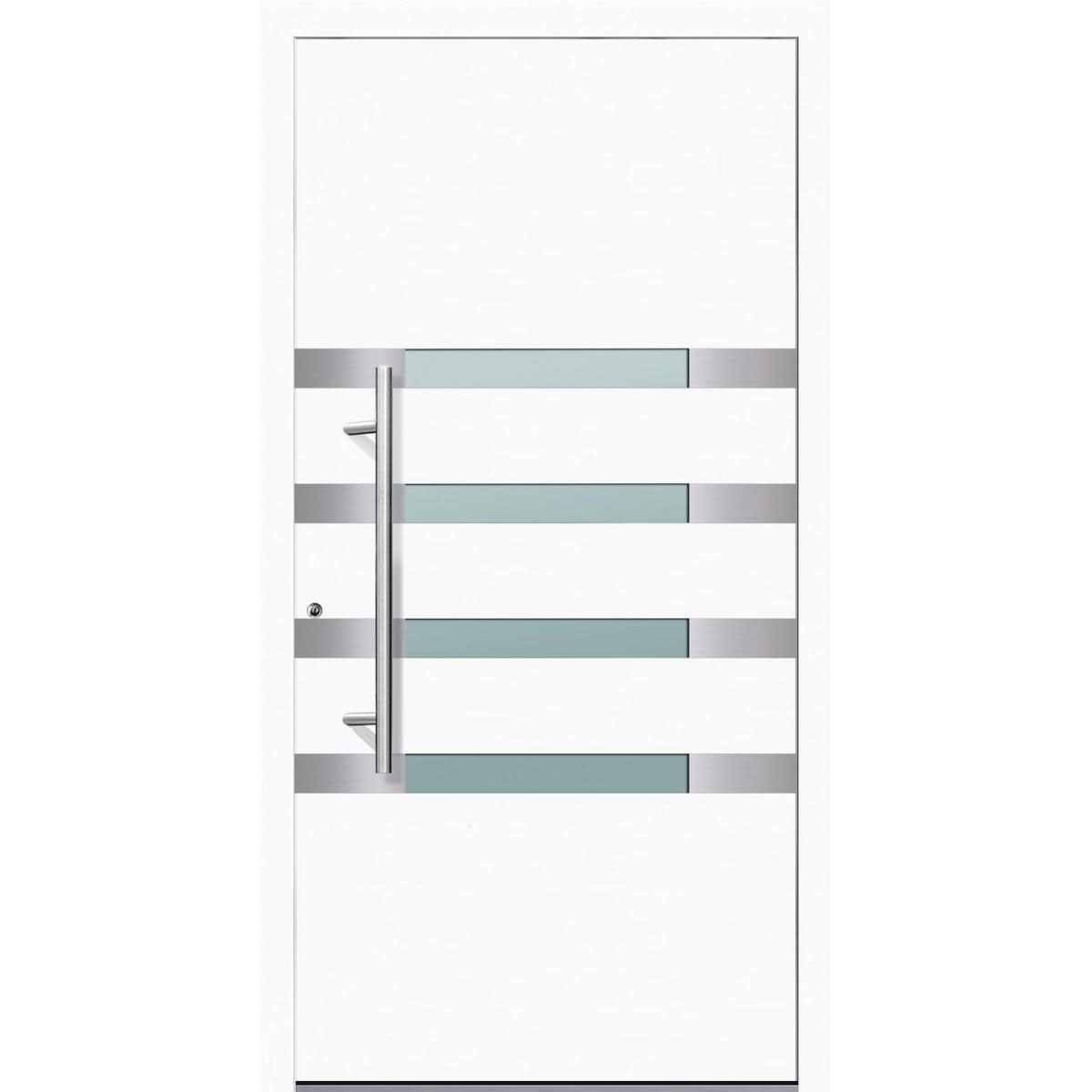 Aluminium Sicherheits-Haustür Brescia Exklusiv 75 mm weiß 110 x 210 cm Anschlag links inkl Griffset | Innen: weiß, Außen: weiß | 110x210 | links | 224911