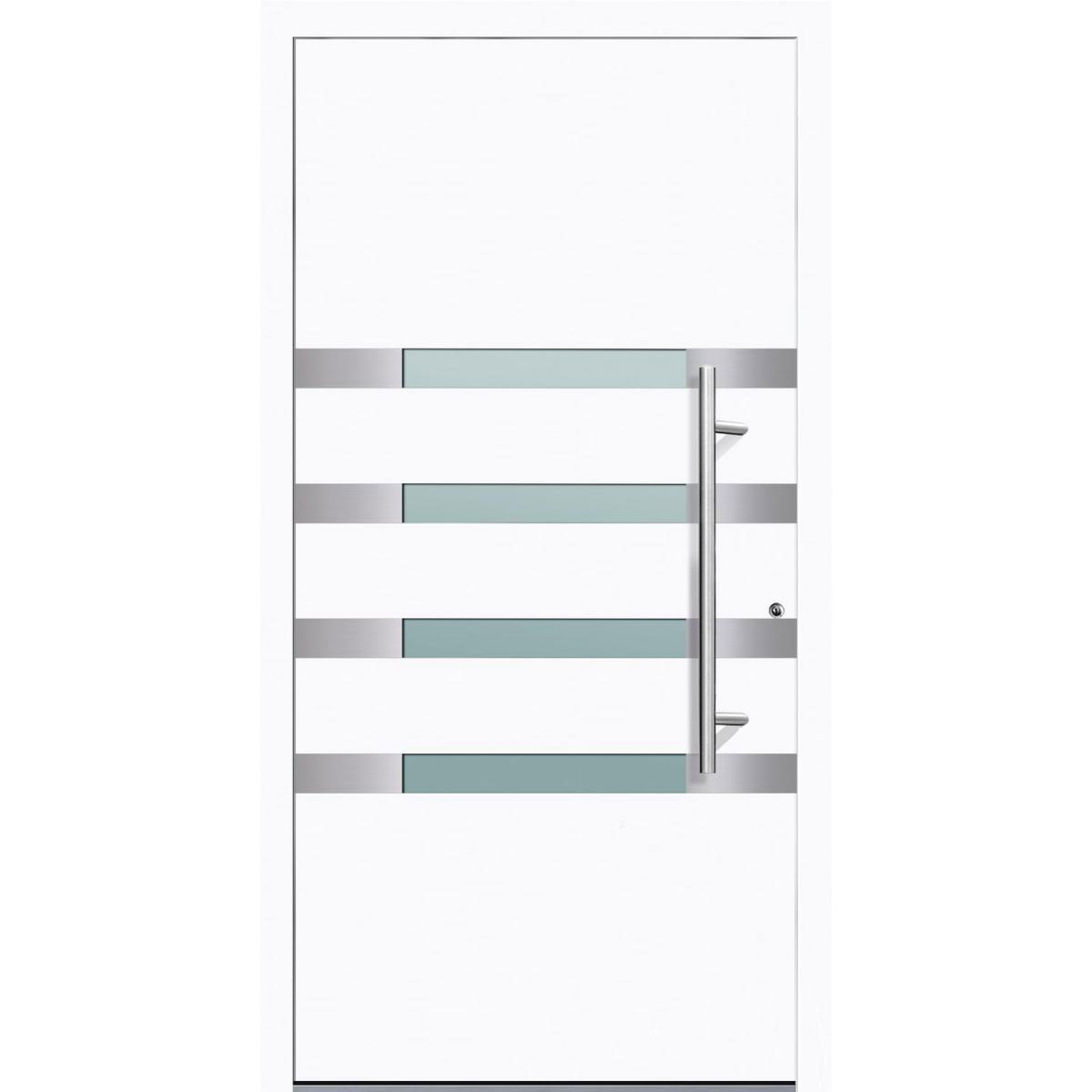 Aluminium Sicherheits-Haustür Brescia Exklusiv 75 mm weiß 110 x 210 cm Anschlag rechts inkl Griffset | Innen: weiß, Außen: weiß | 110x210 | rechts | 224912