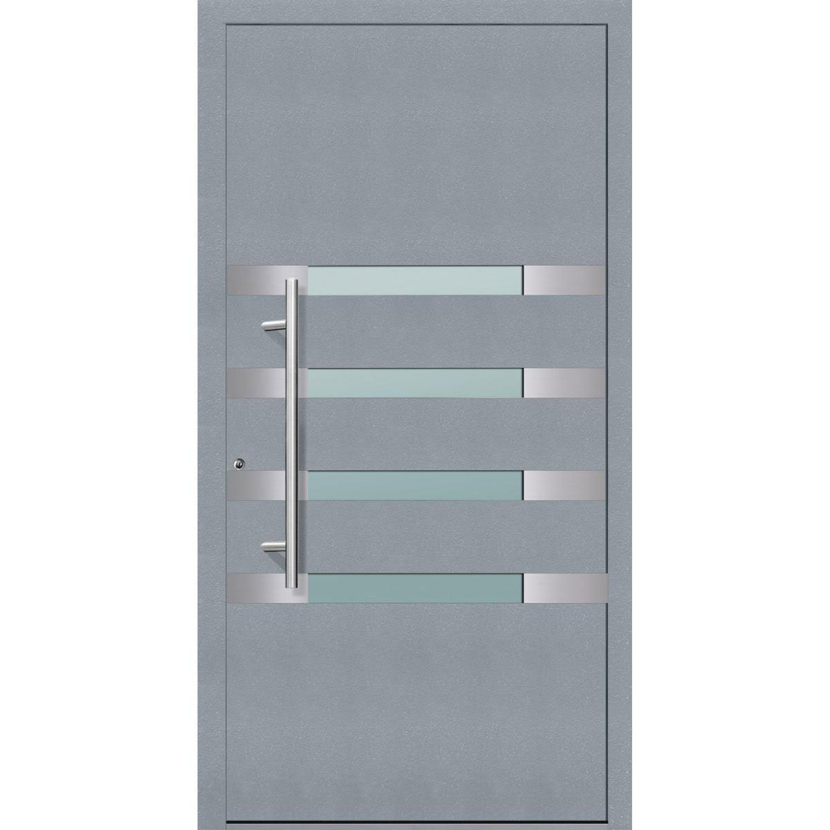 Aluminium Sicherheits-Haustür Brescia Exklusiv 75 mm grau 110 x 210 cm Anschlag links inkl Griffset | Innen: weiß, Außen: grau | 110x210 | links | 224913