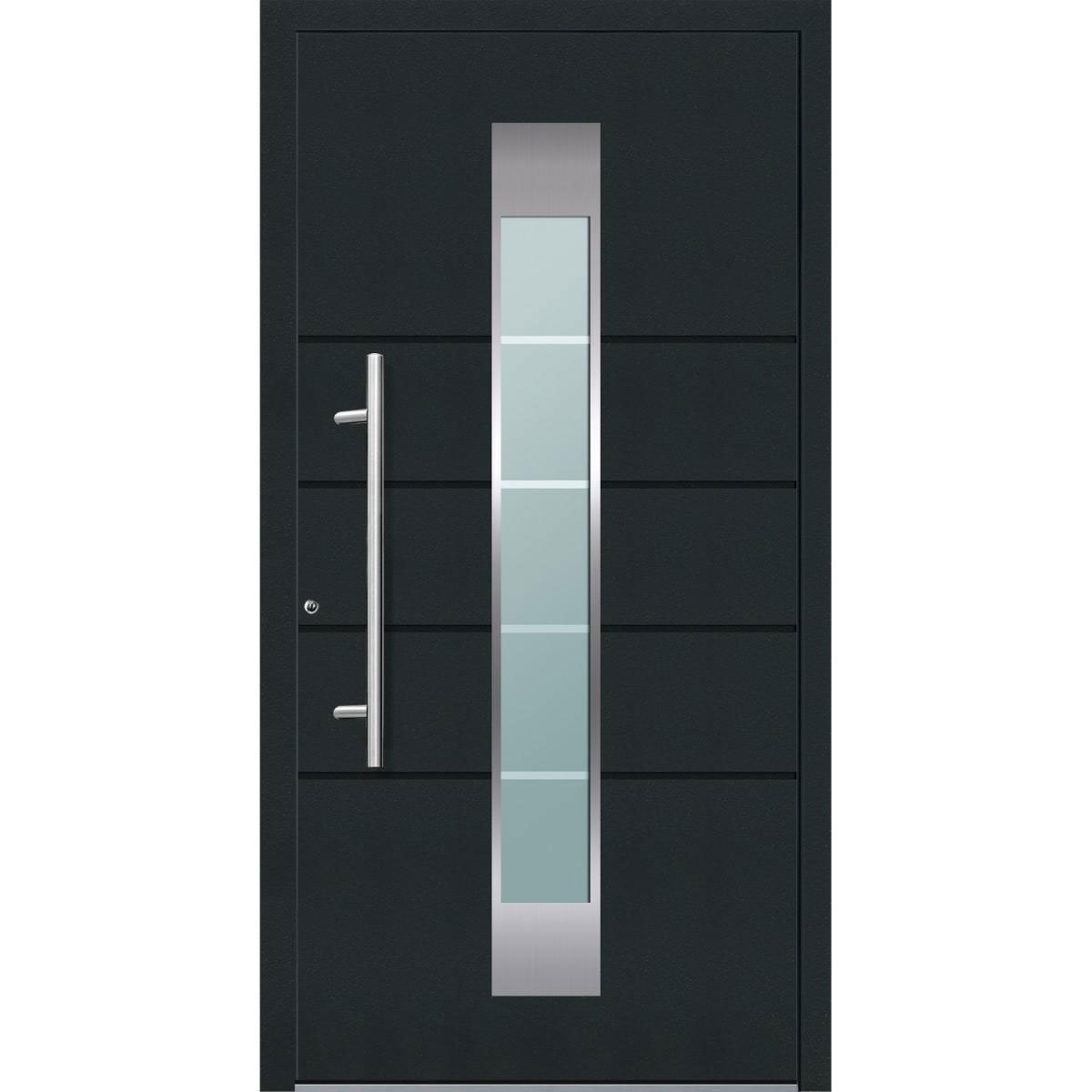 Aluminium Sicherheits-Haustür Turin Exklusiv 75 mm anthrazit 110 x 210 cm Anschlag links inkl Griffset | Innen: weiß, Außen: anthrazit | 110x210 | links | 224922