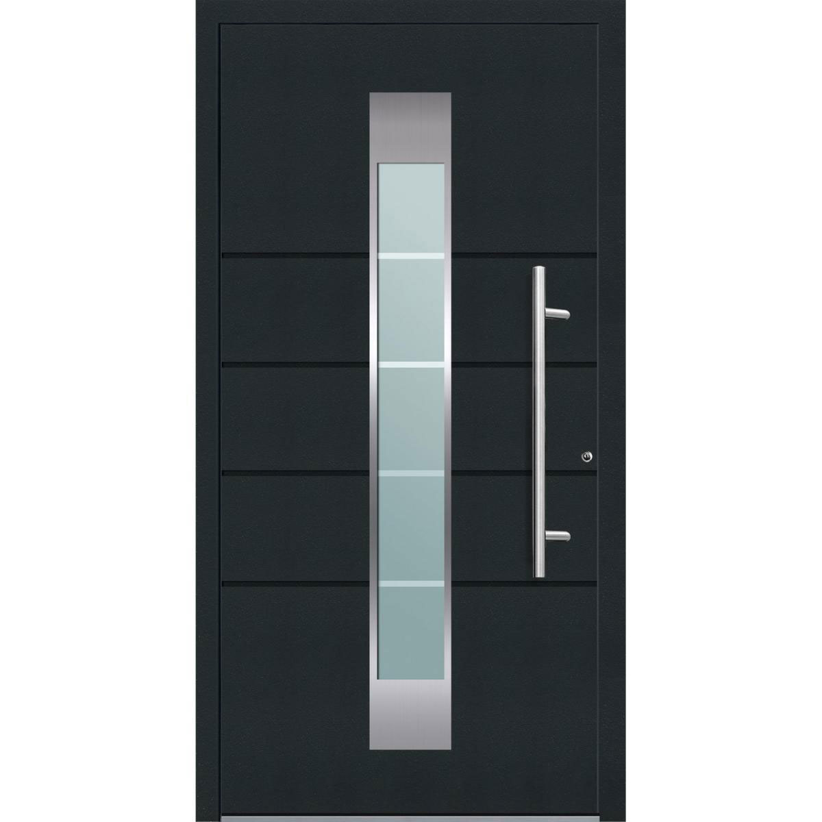 Aluminium Sicherheits-Haustür Turin Exklusiv 75 mm anthrazit 110 x 210 cm Anschlag rechts inkl Griffset | Innen: weiß, Außen: anthrazit | 110x210 | rechts | 224923