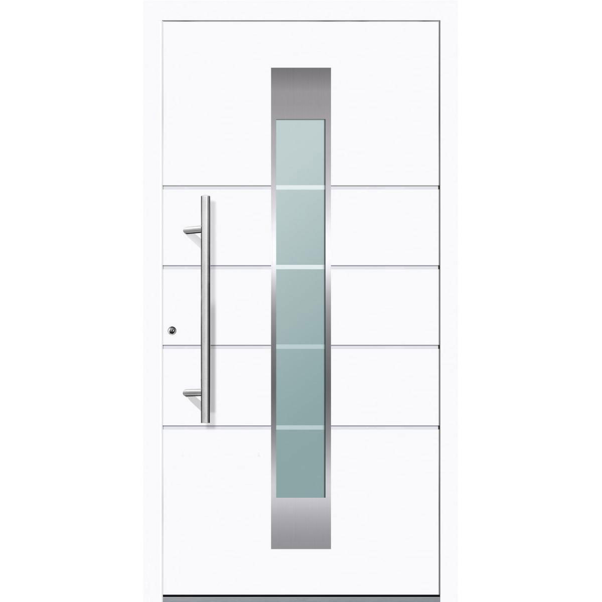 Aluminium Sicherheits-Haustür Turin Exklusiv 75 mm weiß 110 x 210 cm Anschlag links inkl Griffset | Innen: weiß, Außen: weiß | 110x210 | links | 224925