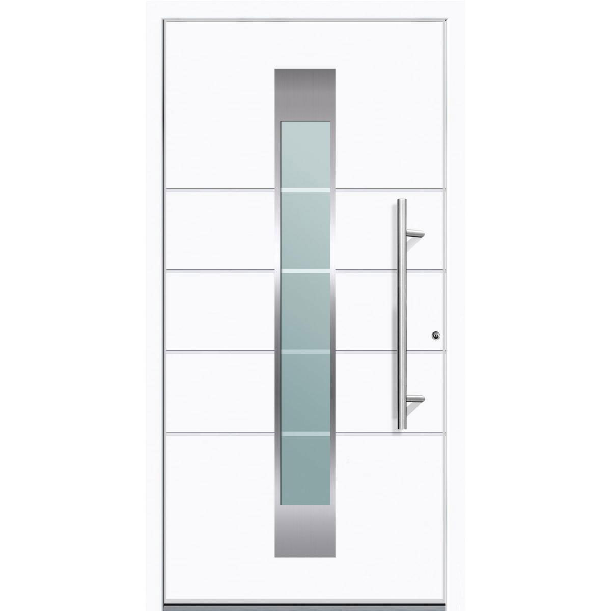 Aluminium Sicherheits-Haustür Turin Exklusiv 75 mm weiß 110 x 210 cm Anschlag rechts inkl Griffset | Innen: weiß, Außen: weiß | 110x210 | rechts | 224926