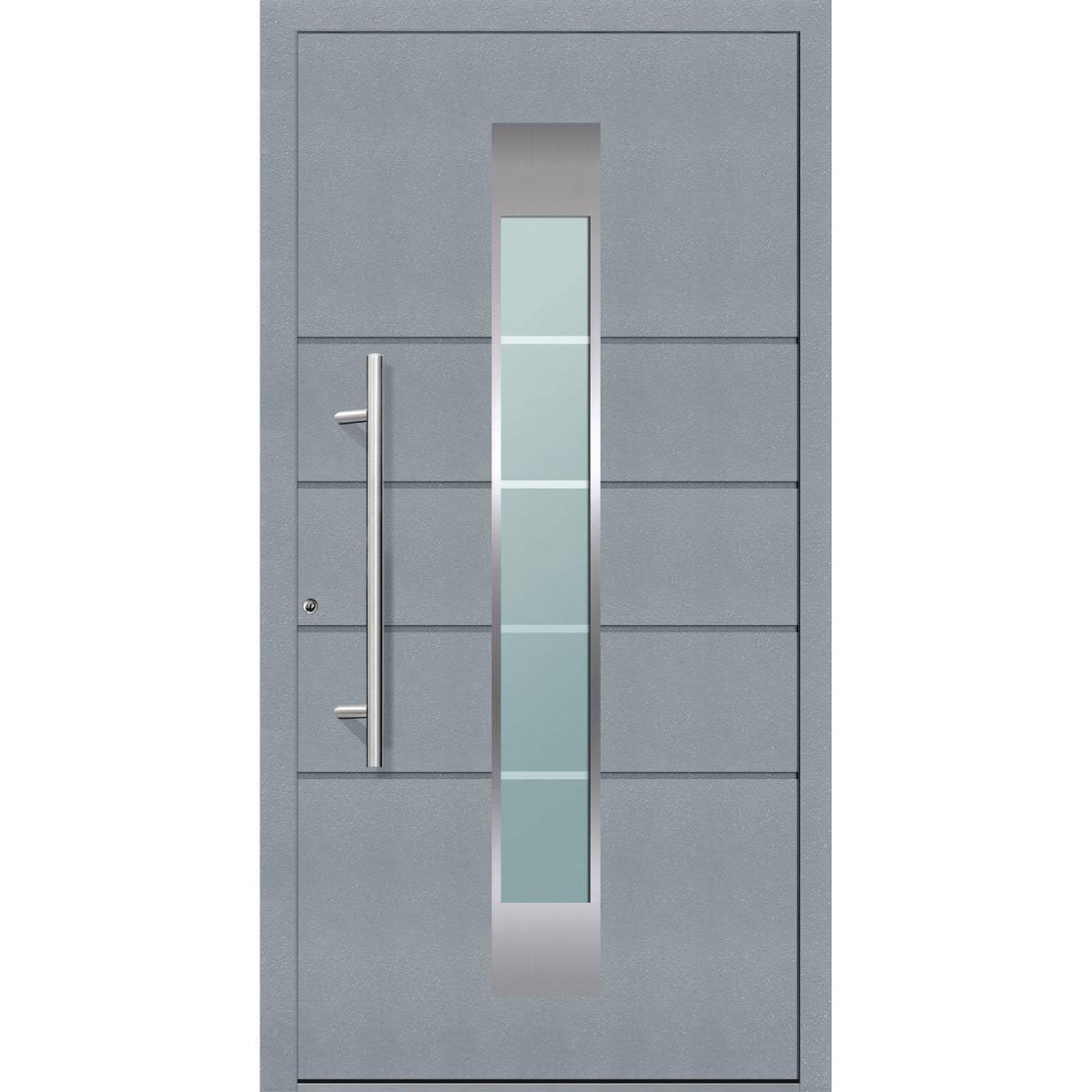 Aluminium Sicherheits-Haustür Turin Exklusiv 75 mm grau 110 x 210 cm Anschlag links inkl Griffset | Innen: weiß, Außen: grau | 110x210 | links | 224927