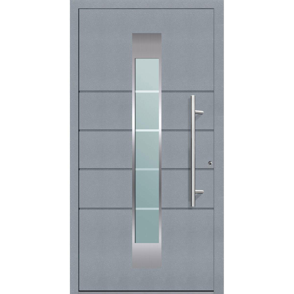 Aluminium Sicherheits-Haustür Turin Exklusiv 75 mm grau 110 x 210 cm Anschlag rechts inkl Griffset | Innen: weiß, Außen: grau | 110x210 | rechts | 224928