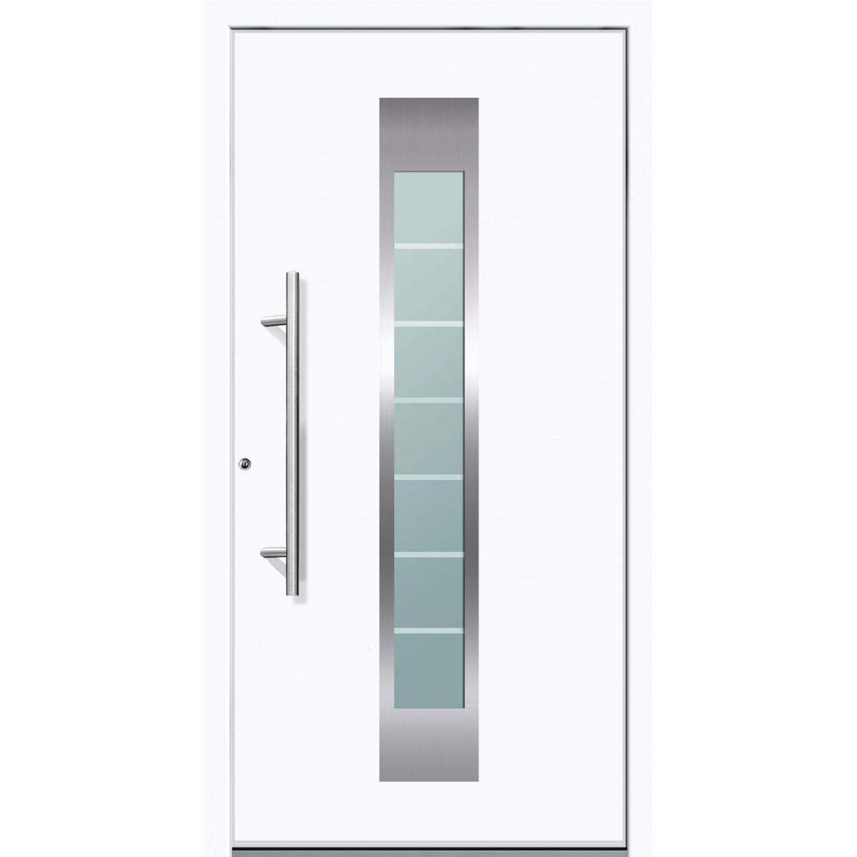 Aluminium Sicherheits-Haustür Florenz Superior 60 mm weiß 110 x 210 cm Anschlag links inkl Griffset | Innen: weiß, Außen: weiß | 110x210 | links | 224931