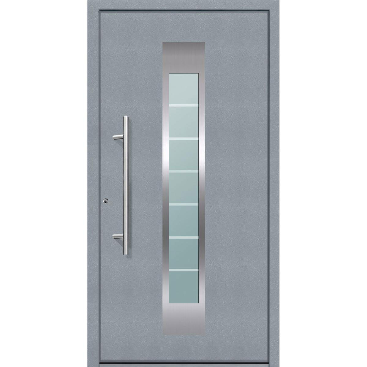 Aluminium Sicherheits-Haustür Florenz Superior 60 mm grau 110 x 210 cm Anschlag links inkl Griffset | Innen: weiß, Außen: grau | 110x210 | links | 224933