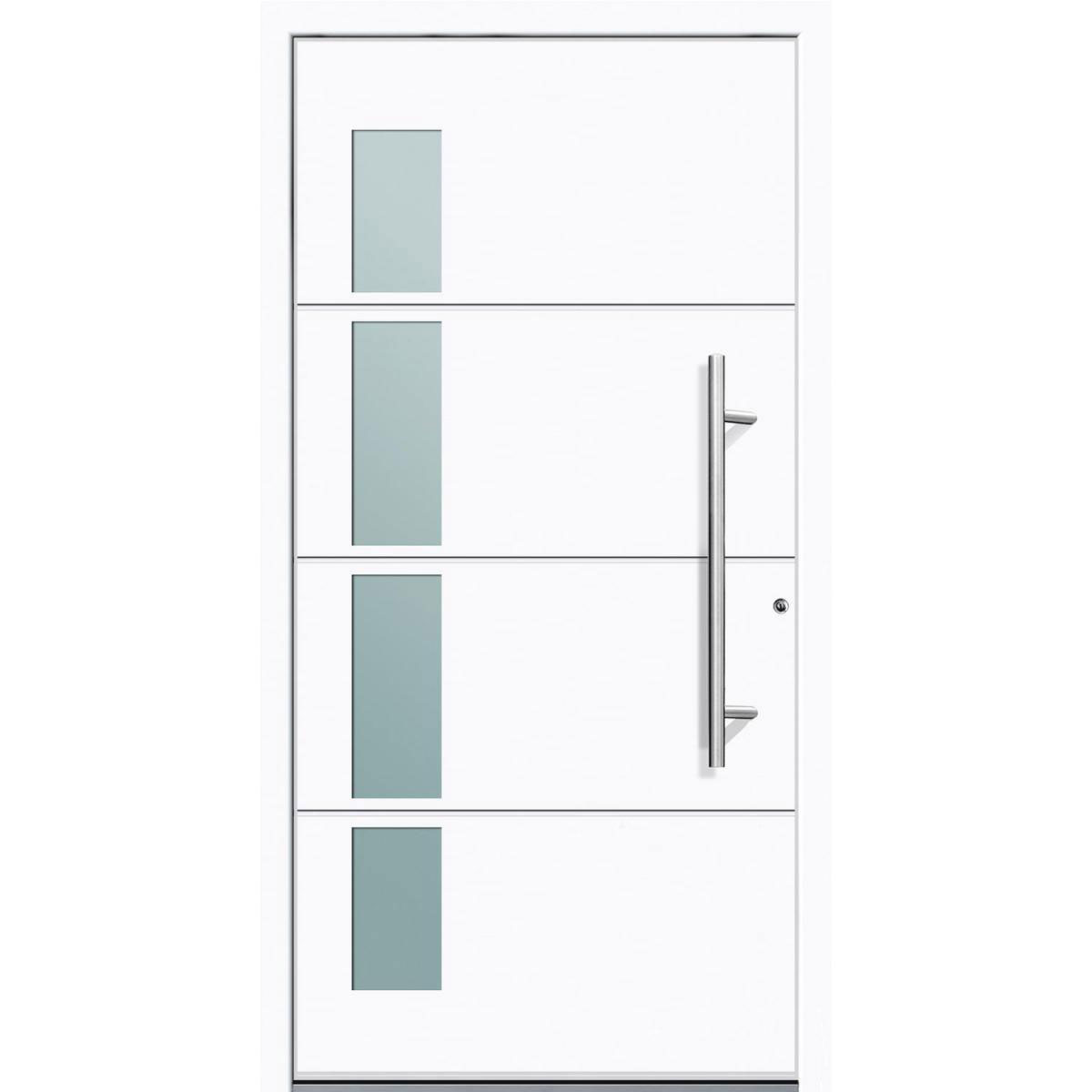 Aluminium Sicherheits-Haustür Prato Superior 60 mm weiß 110 x 210 cm Anschlag rechts inkl Griffset | Innen: weiß, Außen: weiß | 110x210 | rechts | 224945