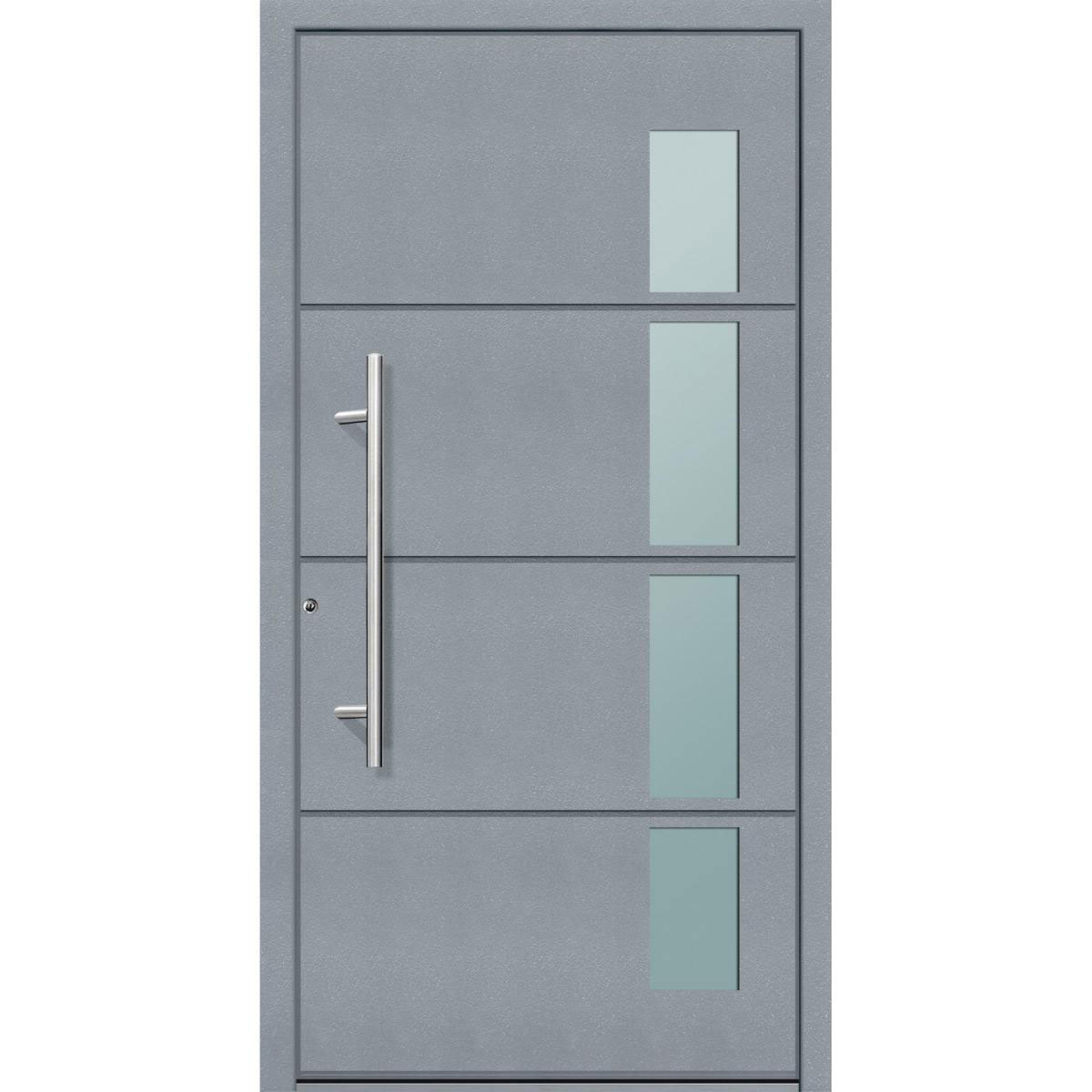 Aluminium Sicherheits-Haustür Prato Superior 60 mm grau 110 x 210 cm Anschlag links inkl Griffset | Innen: weiß, Außen: grau | 110x210 | links | 224946