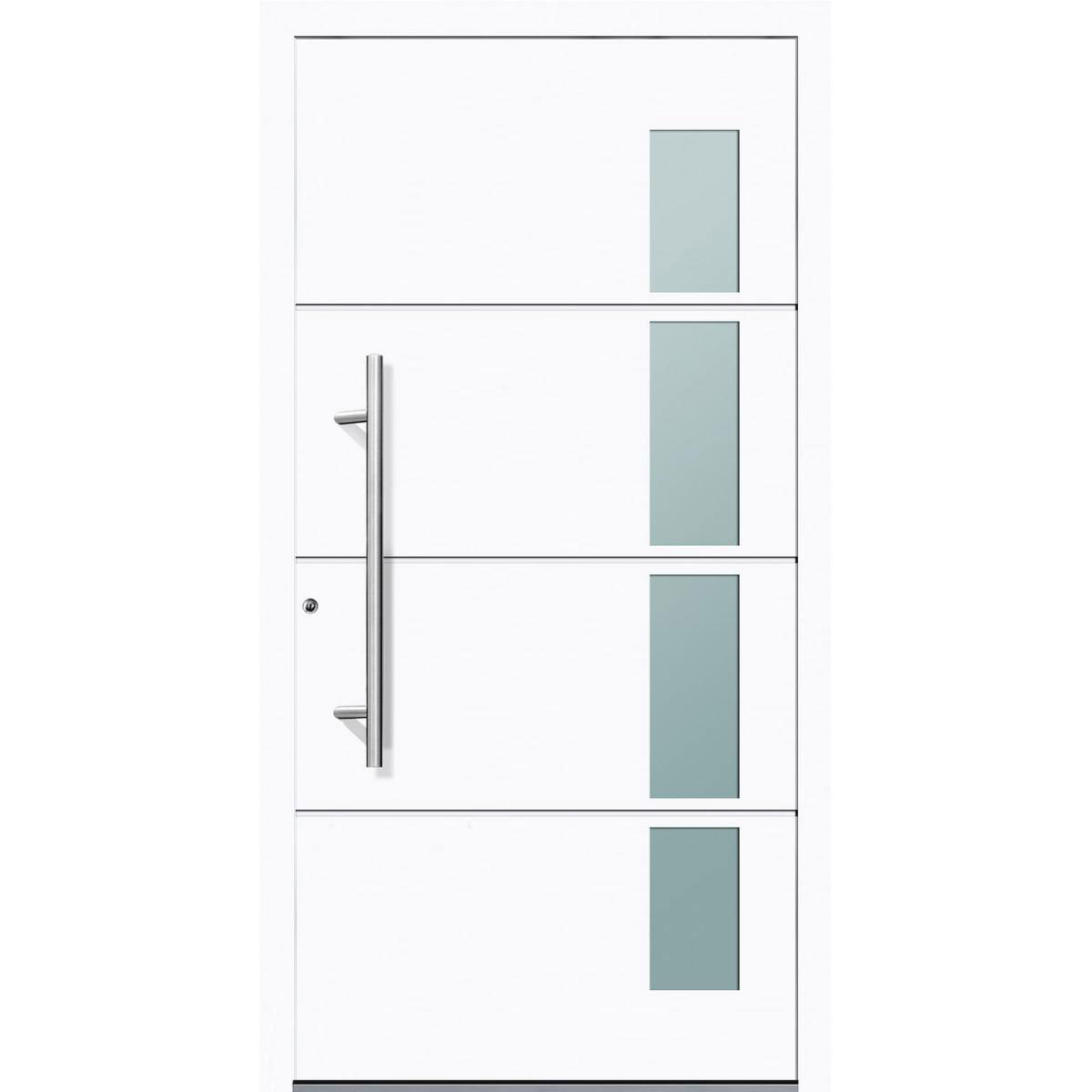 Aluminium Sicherheits-Haustür Prato Exklusiv 75 mm weiß 110 x 210 cm Anschlag links inkl Griffset | Innen: weiß, Außen: weiß | 110x210 | links | 224950