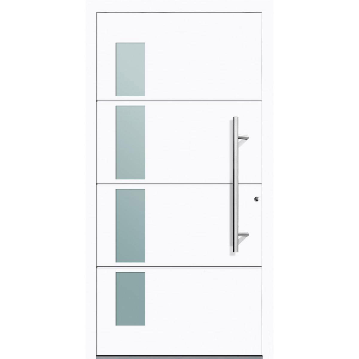 Aluminium Sicherheits-Haustür Prato Exklusiv 75 mm weiß 110 x 210 cm Anschlag rechts inkl Griffset | Innen: weiß, Außen: weiß | 110x210 | rechts | 224951