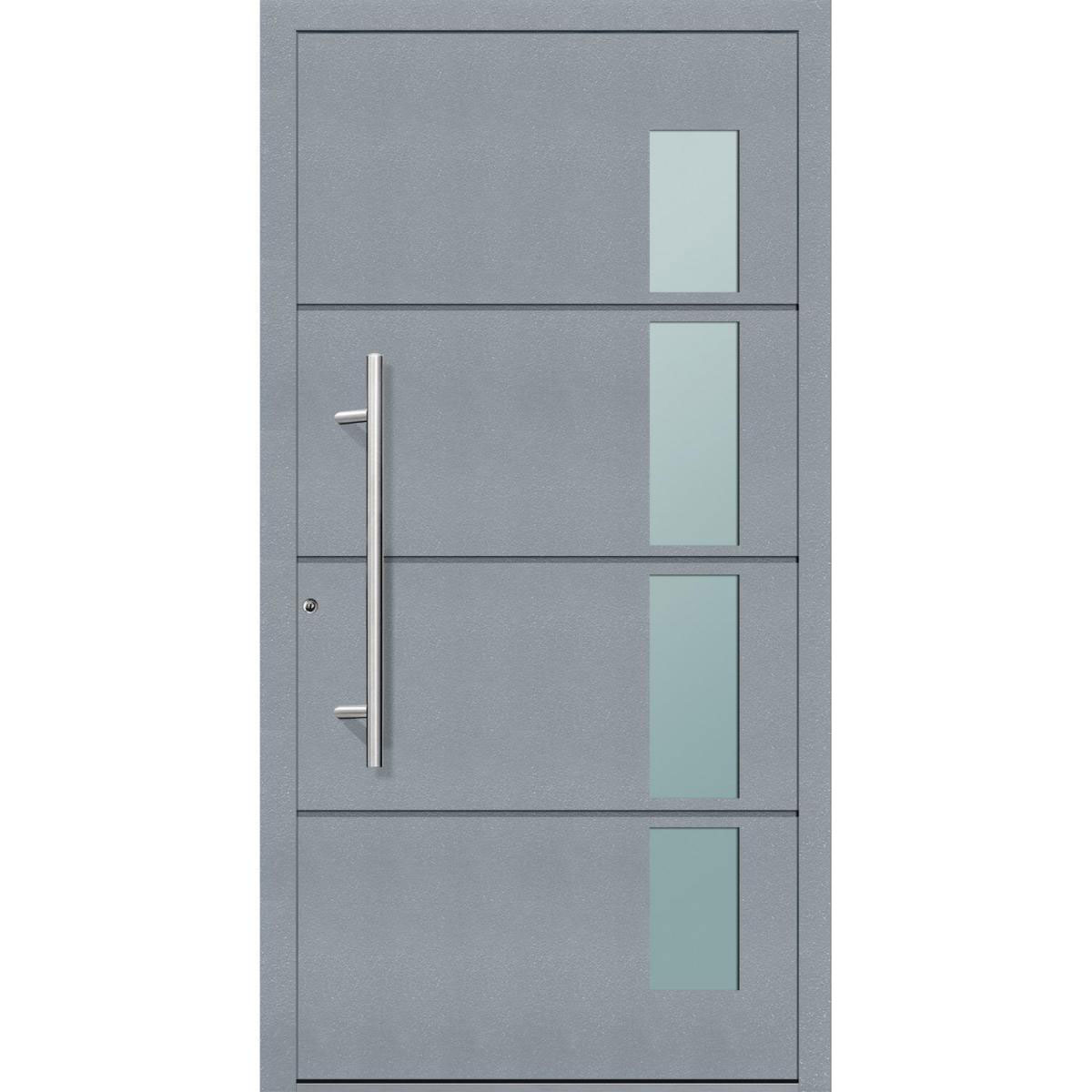 Aluminium Sicherheits-Haustür Prato Exklusiv 75 mm grau 110 x 210 cm Anschlag links inkl Griffset | Innen: weiß, Außen: grau | 110x210 | links | 224952