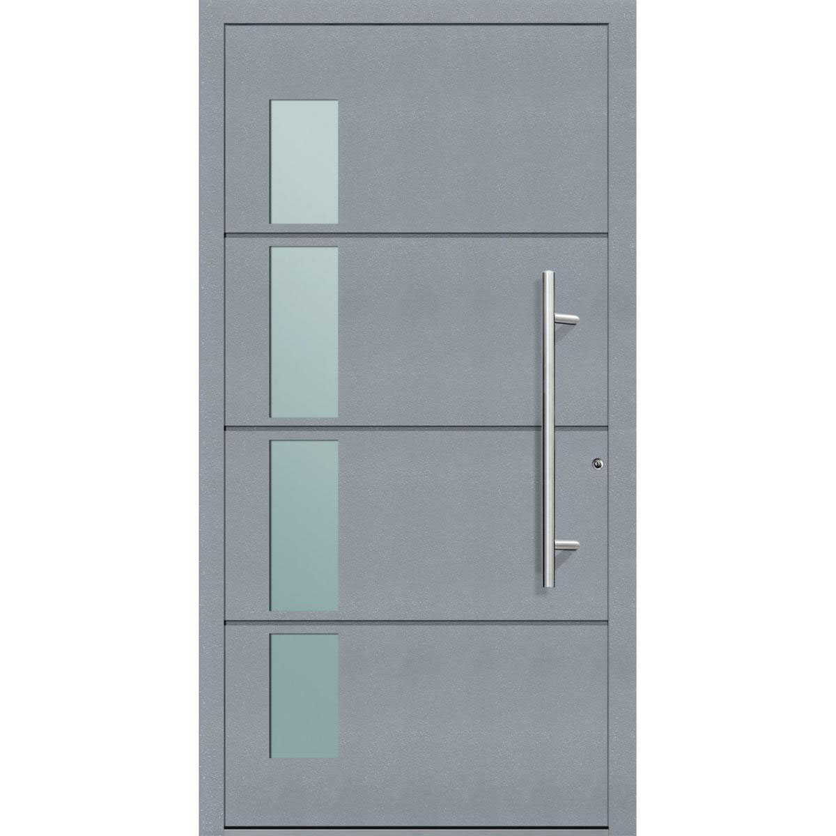 Aluminium Sicherheits-Haustür Prato Exklusiv 75 mm grau 110 x 210 cm Anschlag rechts inkl Griffset | Innen: weiß, Außen: grau | 110x210 | rechts | 224953