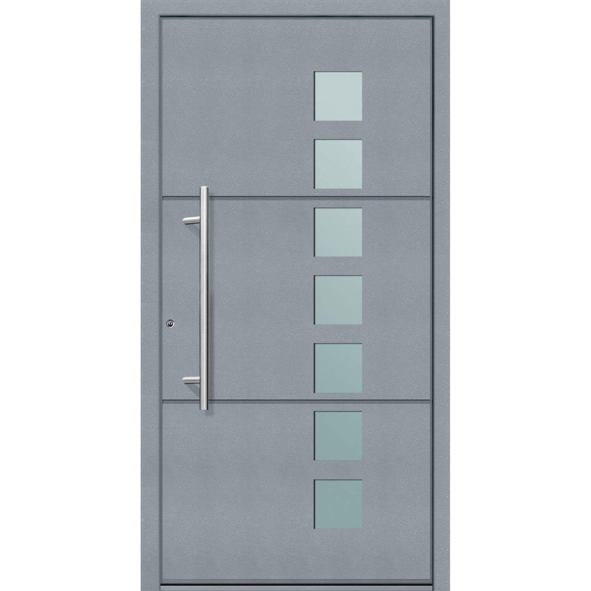 Aluminium Sicherheits-Haustür Padua Superior 60 mm grau 110 x 210 cm Anschlag rechts inkl Griffset | Innen: weiß, Außen: grau | 110x210 | rechts | 224964