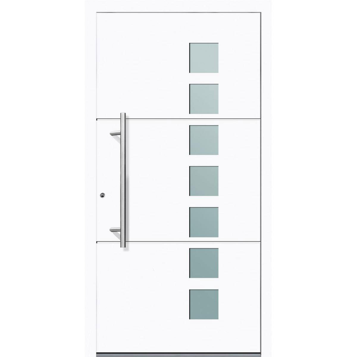 Aluminium Sicherheits-Haustür Padua Exklusiv 75 mm weiß 110 x 210 cm Anschlag links inkl Griffset | Innen: weiß, Außen: weiß | 110x210 | links | 224967