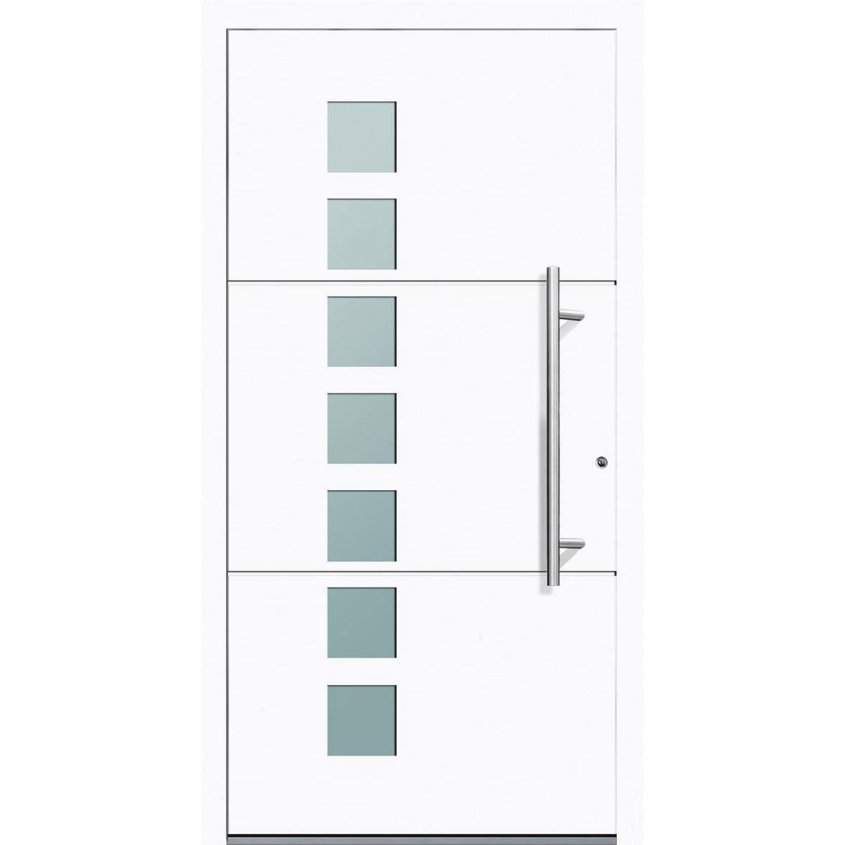 Aluminium Sicherheits-Haustür Padua Exklusiv 75 mm weiß 110 x 210 cm Anschlag rechts inkl Griffset | Innen: weiß, Außen: weiß | 110x210 | rechts | 224968