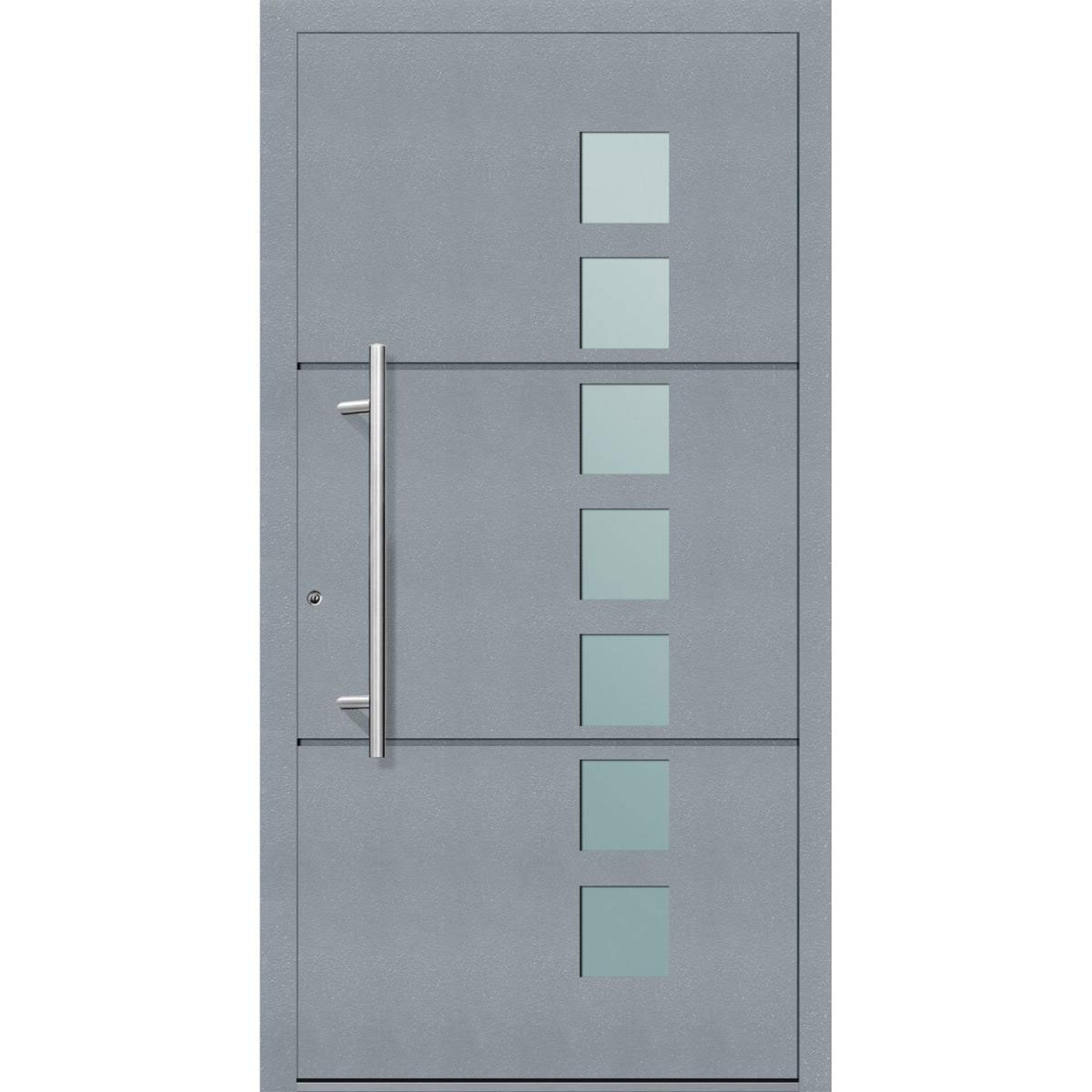 Aluminium Sicherheits-Haustür Padua Exklusiv 75 mm grau 110 x 210 cm Anschlag links inkl Griffset | Innen: weiß, Außen: grau | 110x210 | links | 224969