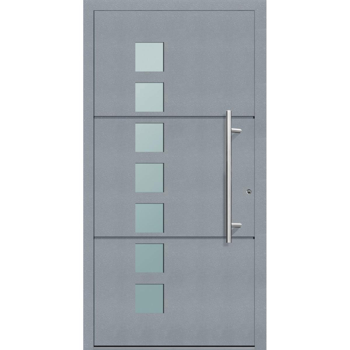 Aluminium Sicherheits-Haustür Padua Exklusiv 75 mm grau 110 x 210 cm Anschlag rechts inkl Griffset | Innen: weiß, Außen: grau | 110x210 | rechts | 224970