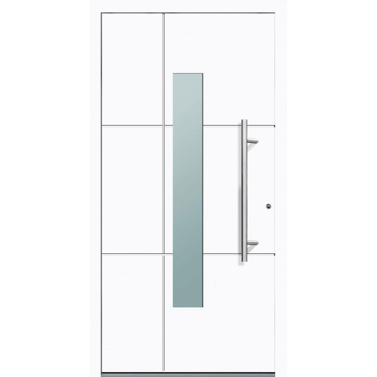 Aluminium Sicherheits-Haustür Parma Exklusiv 75 mm weiß 110 x 210 cm Anschlag rechts inkl Griffset | Innen: weiß, Außen: weiß | 110x210 | rechts | 224986
