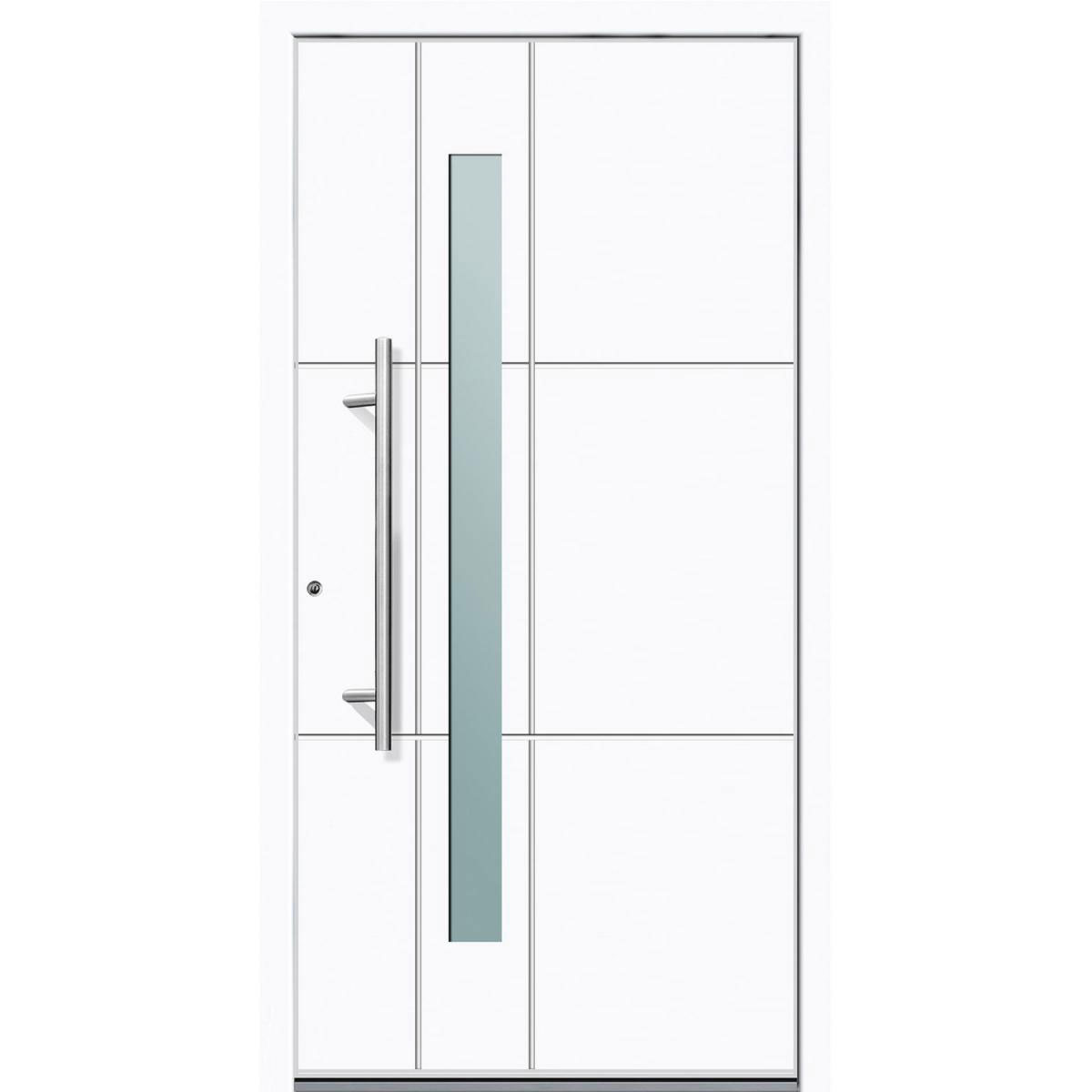 Aluminium Sicherheits-Haustür Palermo Superior 60 mm weiß 110 x 210 cm Anschlag links inkl Griffset | Innen: weiß, Außen: weiß | 110x210 | links | 224998