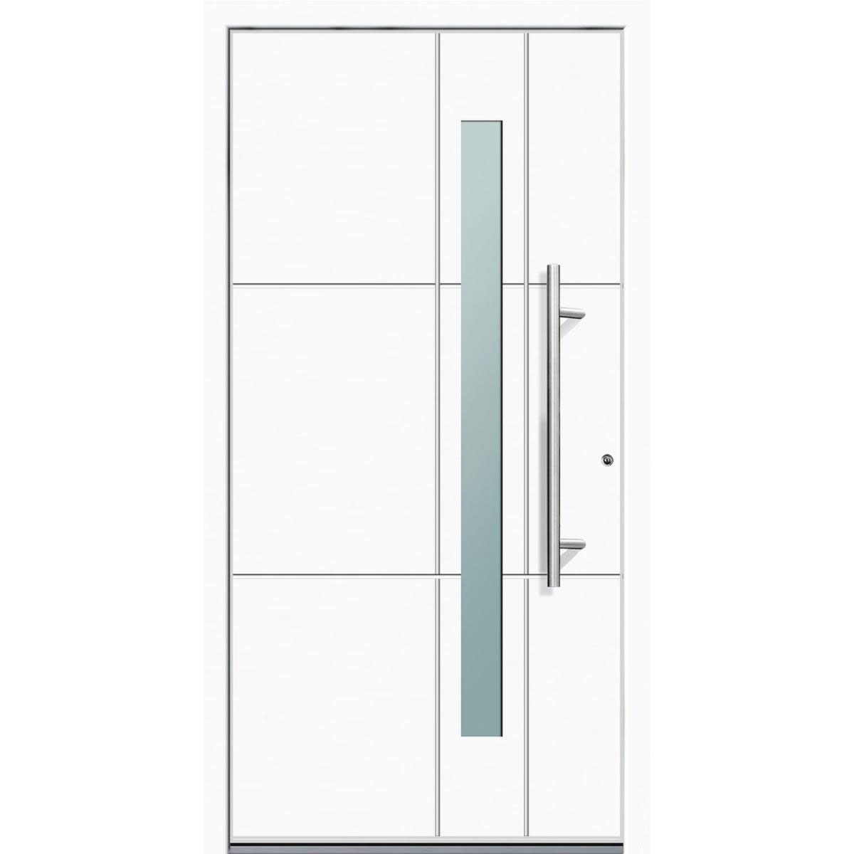 Aluminium Sicherheits-Haustür Palermo Superior 60 mm weiß 110 x 210 cm Anschlag rechts inkl Griffset | Innen: weiß, Außen: weiß | 110x210 | rechts | 224999