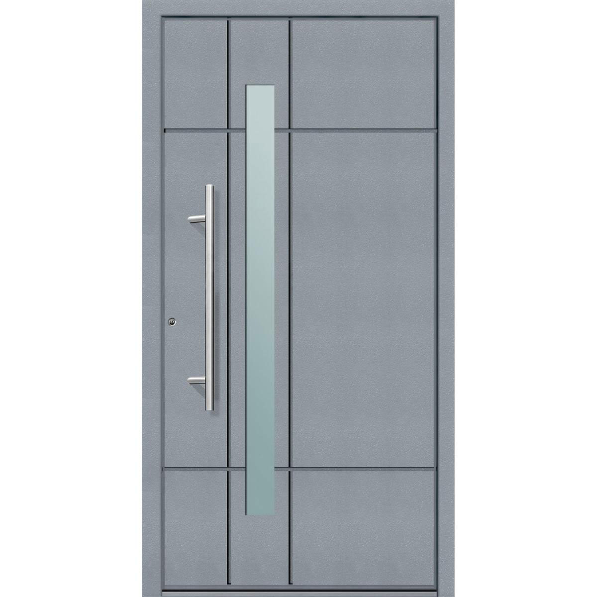 Aluminium Sicherheits-Haustür Palermo Superior 60 mm grau 110 x 210 cm Anschlag links inkl Griffset | Innen: weiß, Außen: grau | 110x210 | links | 225000
