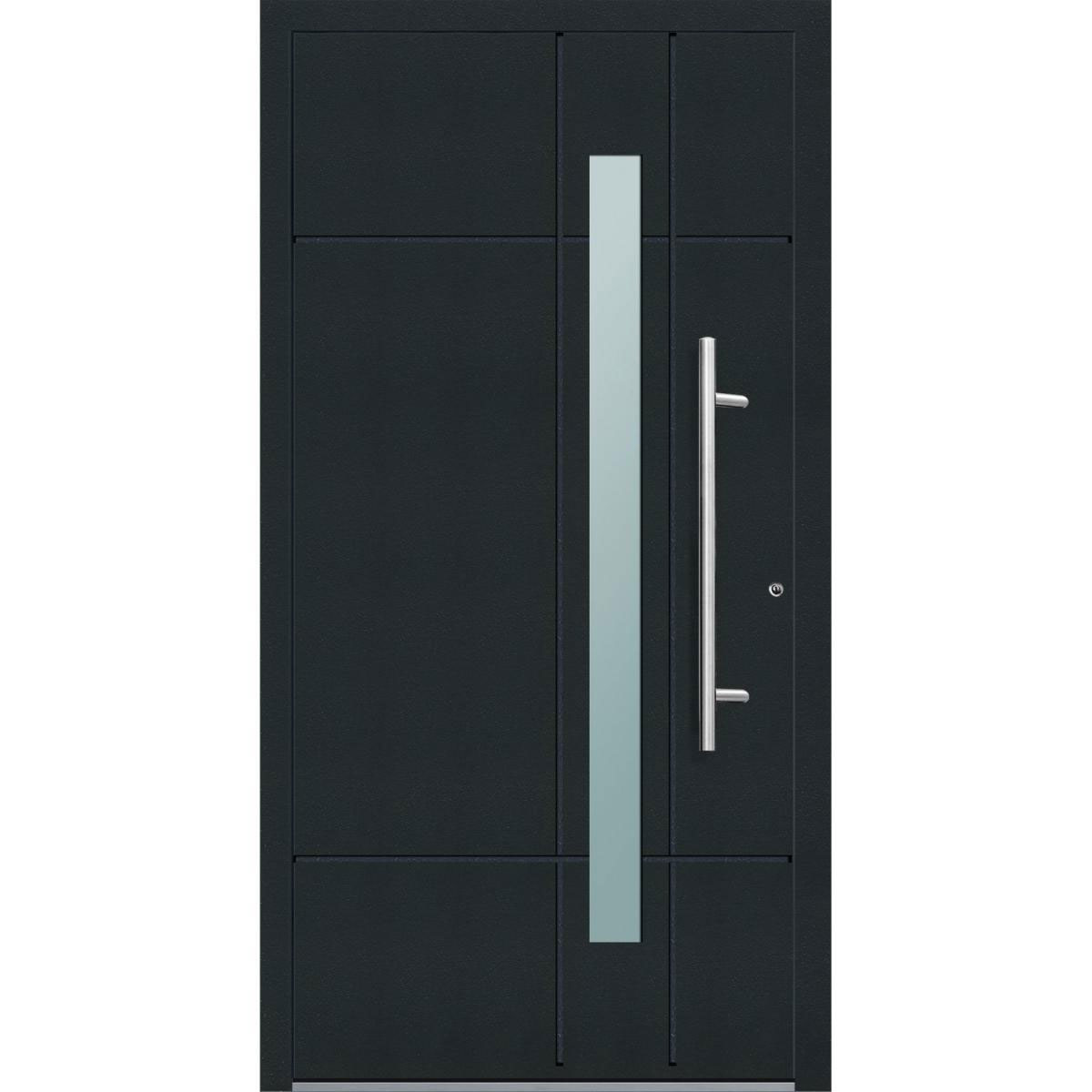 Aluminium Sicherheits-Haustür Palermo Exklusiv 75 mm anthrazit 110 x 210 cm Anschlag rechts inkl Griffset | Innen: weiß, Außen: anthrazit | 110x210 | rechts | 225007
