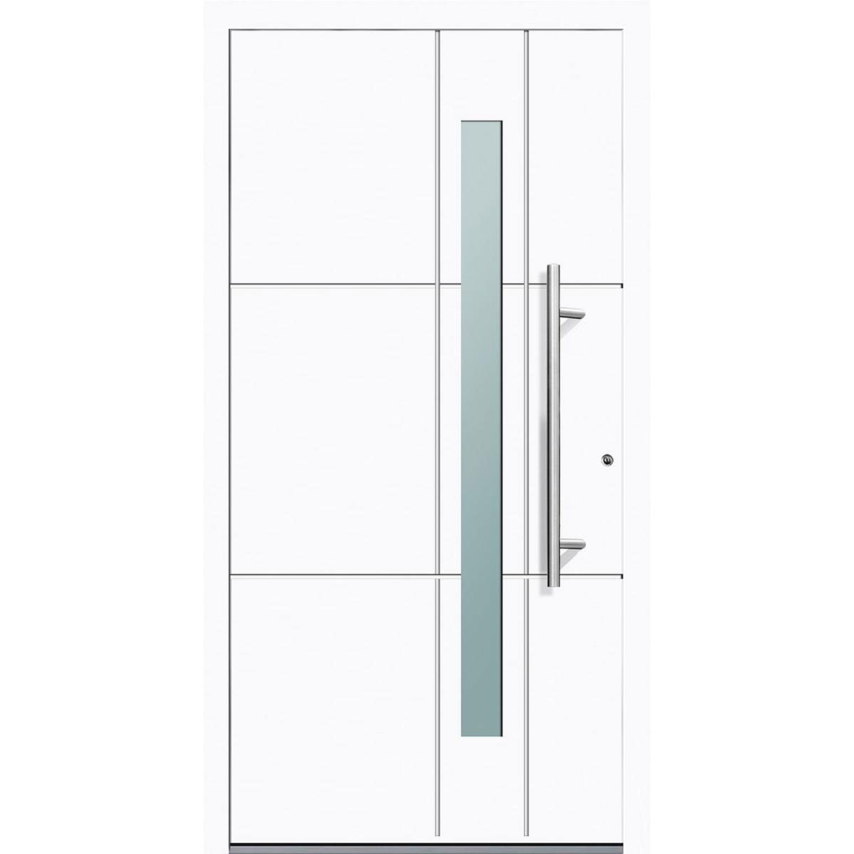 Aluminium Sicherheits-Haustür Palermo Exklusiv 75 mm weiß 110 x 210 cm Anschlag rechts inkl Griffset | Innen: weiß, Außen: weiß | 110x210 | rechts | 225009