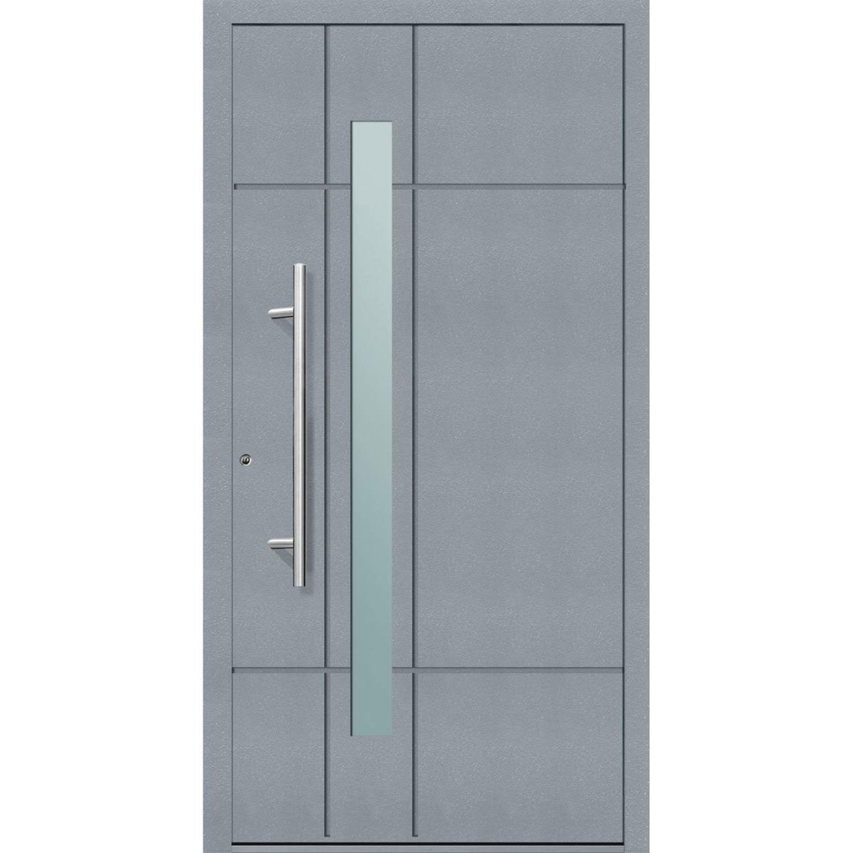 Aluminium Sicherheits-Haustür Palermo Exklusiv 75 mm grau 110 x 210 cm Anschlag links inkl Griffset | Innen: weiß, Außen: grau | 110x210 | links | 225010