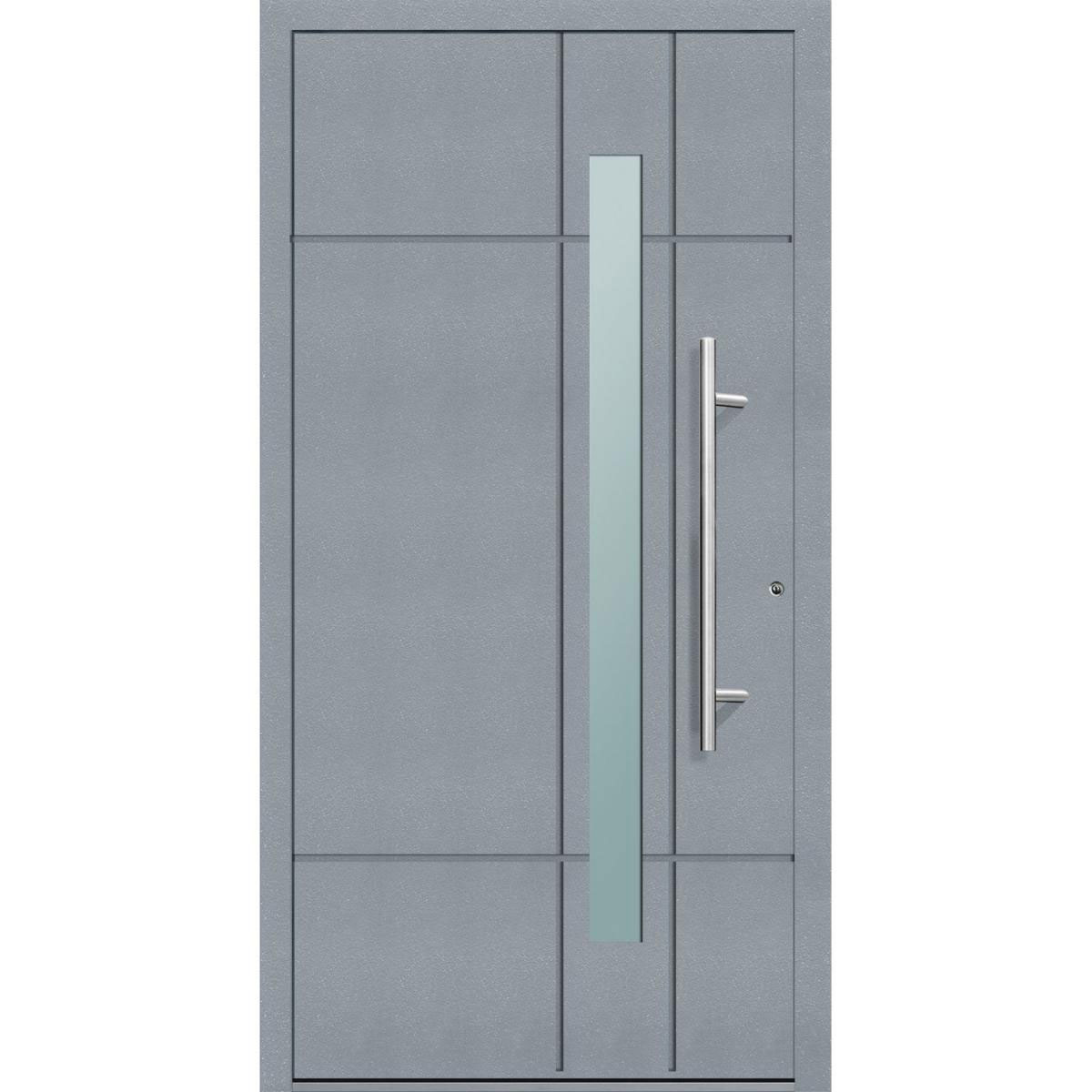 Aluminium Sicherheits-Haustür Palermo Exklusiv 75 mm grau 110 x 210 cm Anschlag rechts inkl Griffset | Innen: weiß, Außen: grau | 110x210 | rechts | 225011