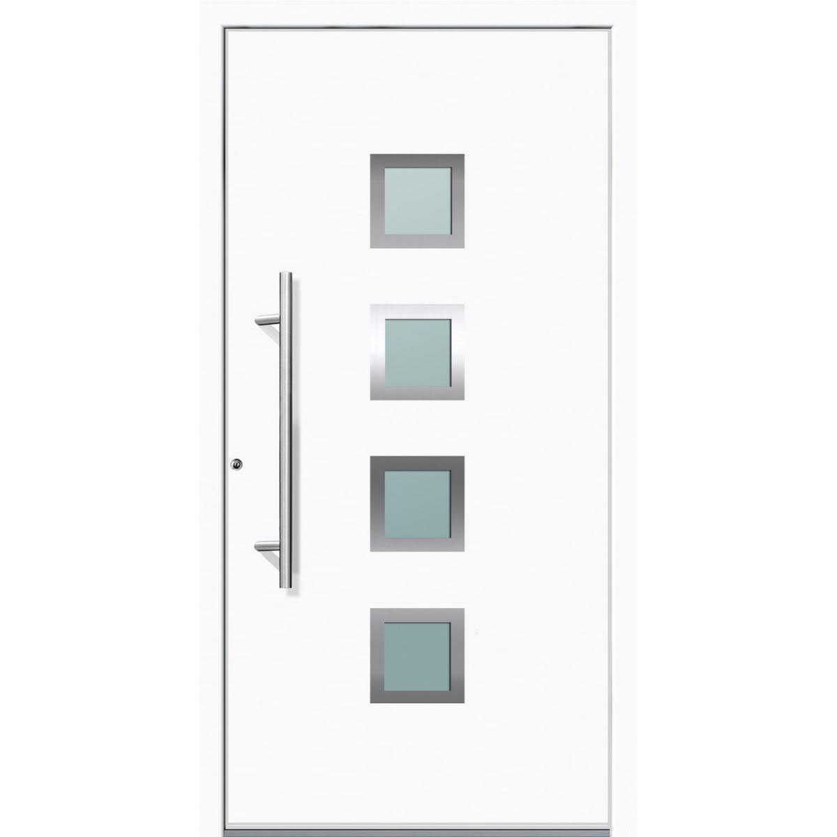 Aluminium Sicherheits-Haustür Mailand Superior 60 mm weiß 110 x 210 cm Anschlag links inkl Griffset | Innen: weiß, Außen: weiß | 110x210 | links | 225026