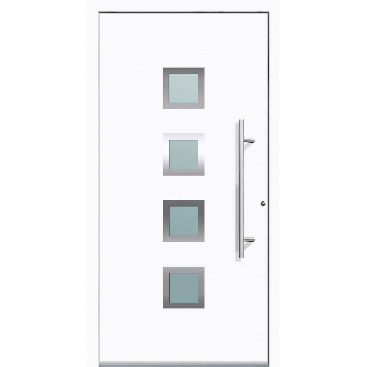Aluminium Sicherheits-Haustür Mailand Superior 60 mm weiß 110 x 210 cm Anschlag rechts inkl Griffset | Innen: weiß, Außen: weiß | 110x210 | rechts | 225027