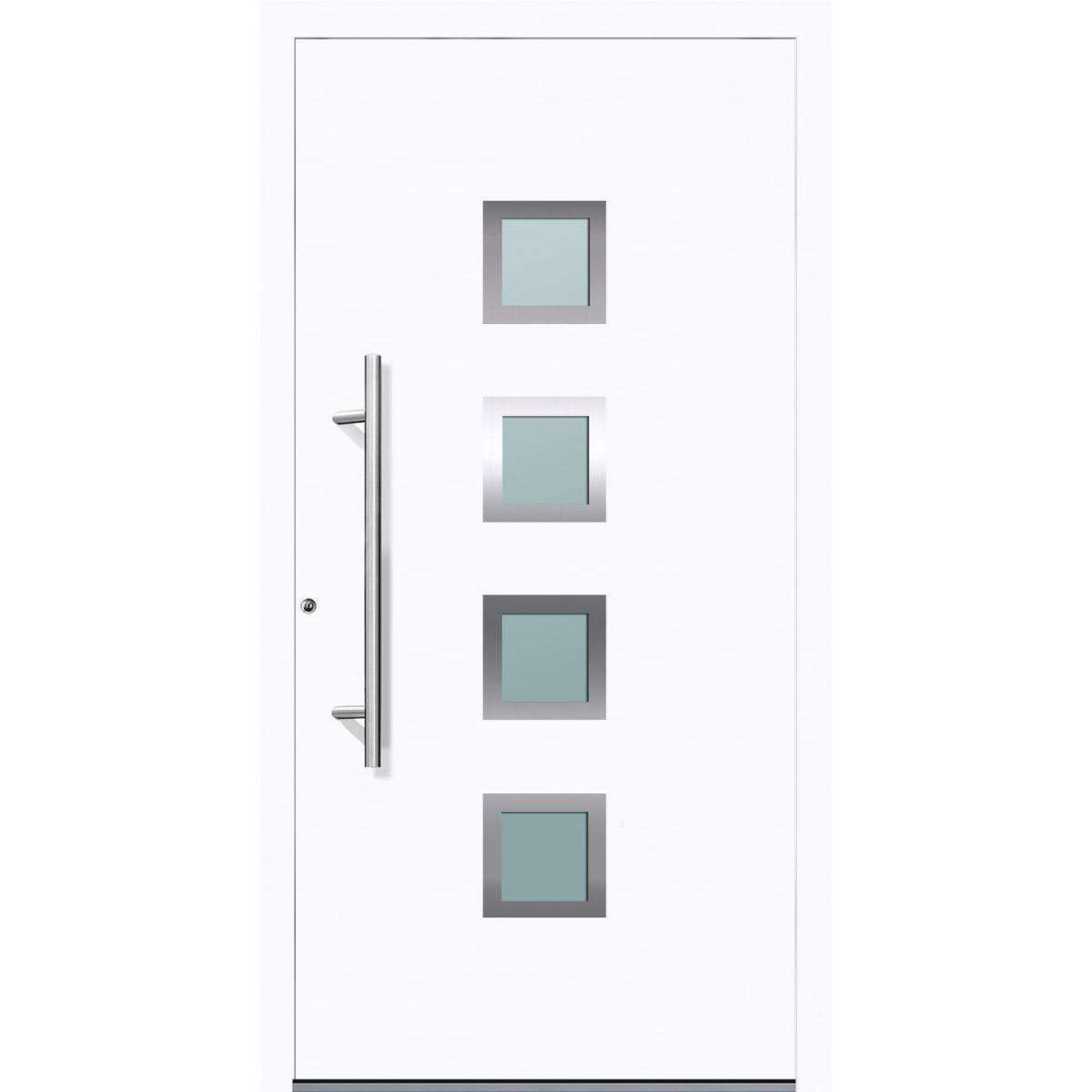 Aluminium Sicherheits-Haustür Mailand Exklusiv 75 mm weiß 110 x 210 cm Anschlag links inkl Griffset | Innen: weiß, Außen: weiß | 110x210 | links | 225035