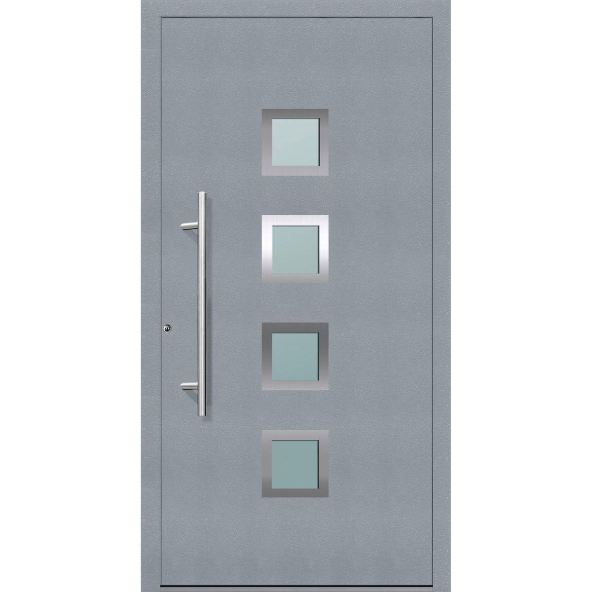 Aluminium Sicherheits-Haustür Mailand Exklusiv 75 mm grau 110 x 210 cm Anschlag links inkl Griffset | Innen: weiß, Außen: grau | 110x210 | links | 225040