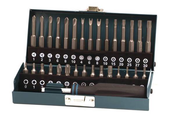 Wolfcraft 1386000 Bit-Set 31teilig Kreuzschlitz Phillips, Innen-Vierkant (Robertson), Sechsrund BO, Innen-Sechskant BO,