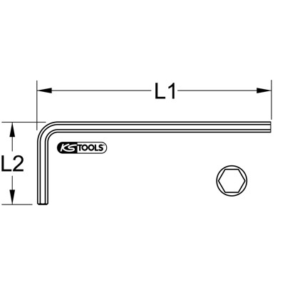 KSTOOLS® - Innensechskant-Winkelstiftschlüssel phosphatiert, XL, 14mm
