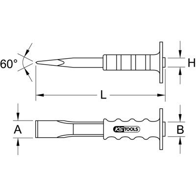 KSTOOLS® - Maurermeißel mit Handschutzgriff,flach oval,33x500mm