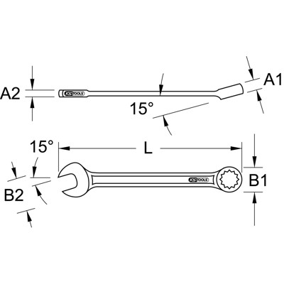 KSTOOLS® - EDELSTAHL Ringmaulschlüssel, 13mm, abgewinkelt