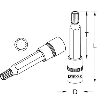 KSTOOLS® - 1/2" Bit-Stecknuss XZN, M8, 110mm