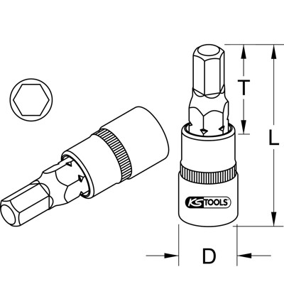 KSTOOLS® - 1" Bit-Stecknuss Innensechskant, kurz, 17mm