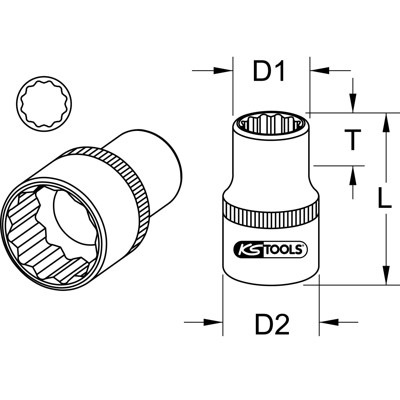 KSTOOLS® - 1/4" CHROMEplus 12-kant-Stecknuss, 11/32"