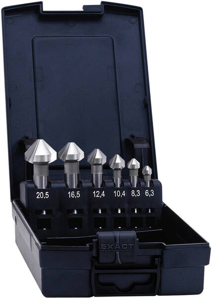 Exact 1605527 Kegelsenker-Set 6.3 mm, 8.3 mm, 10.4 mm, 12.4 mm, 16.5 mm, 20.5 mm HSS TiAIN Zylinderschaft 1 Set