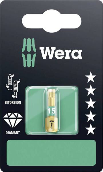 Wera 867/1 BDC SB SiS 05134375001 Torx-Bit T 15 Werkzeugstahl legiert, diamantbeschichtet D 6.3 1 St.