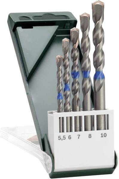 Bosch Accessories 2609255417 Beton-Spiralbohrer-Set 5teilig 5 mm, 6 mm, 6 mm, 8 mm, 10 mm Zylinderschaft 1 Set