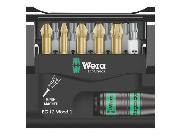 Wera Bit-Check 12 Wood 1 05057423001 Bit-Set 12teilig Kreuzschlitz Pozidriv, Kreuzschlitz Phillips, Innen-TORX