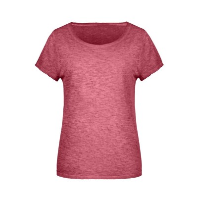 James & Nicholson - Damen Slub-T-Shirt 8015, chilli, Größe XL